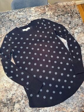 LOFT Black Sweater with Silver Polka Dots